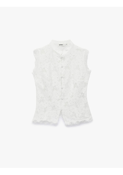 Koton Koton X Melis Ağazat - Kolsuz Floral Dokulu Dik Qipao Yaka Güpür Dantel Bluz Kırık Beyaz 6sak70037ek Ekru Koton Koton X Melis Ağazat - Kolsuz Floral Dokulu Dik Qipao Yaka Güpür Dantel Bluz Kırık Beyaz 6sak70037ek Ekru