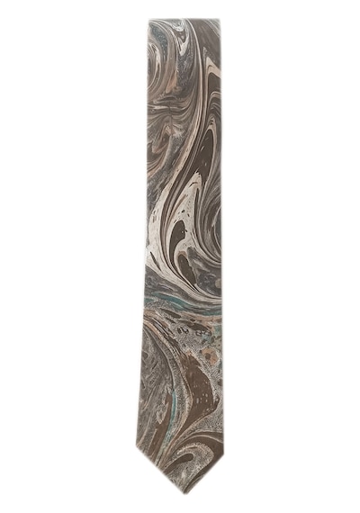 Elifebru Exclusive Handicrafts Ebru Sanatı El Yapımı Gri Kahve Beyaz İpek Kravat Ikr 144 Çok Renkli