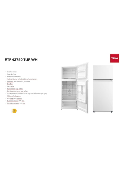 Teka RTF 43750 WH 413 L Beyaz Çift Kapılı No Frost Buzdolabı