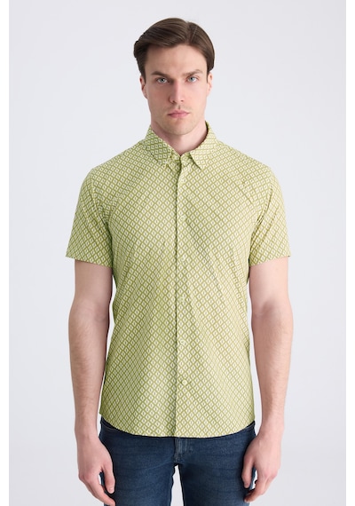 Twn Slim Fit Bej Baskılı Easy Iron Gömlek 4ec02ad042802 Bej