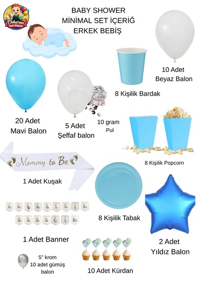 Baby Shower Süsleme Seti 8 Kişilik Hoş Geldin Bebeğim Parti Malzemeleri Balon Seti Mevlit, Cinsiyet Belirleme, Hastane Odası Süsleme Mavi Baby Shower Süsleme Seti 8 Kişilik Hoş Geldin Bebeğim Parti Malzemeleri Balon Seti Mevlit, Cinsiyet Belirleme, Hastane Odası Süsleme Mavi