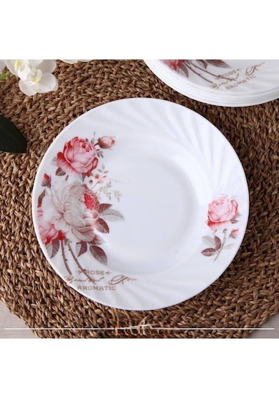 Opal Tatlı Tabak Rose Desen 17.6 Cm 6 Adet Beyaz
