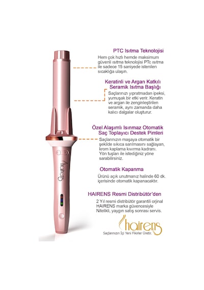 Hairens HRS-270 Kalın Dalga Uzun Otomatik Saç Maşası