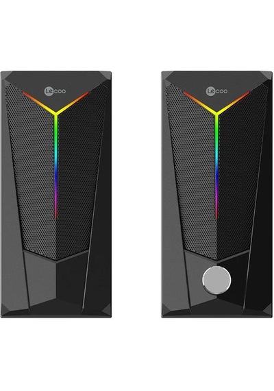 Lecoo   Ds104 Kablolu Usb + 3.5mm Jack 6w 80db Rgb Işıklı 1+1 Gaming Speaker - Hoparlör