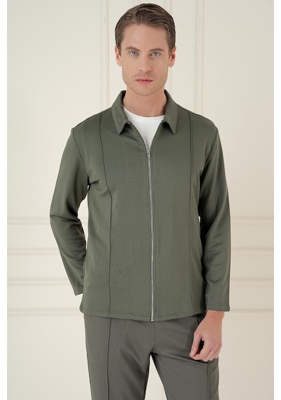 Efor Slim Fit Fermuarlı Yan Cep Mevsimlik Casual Haki Mont Mt 174 Haki