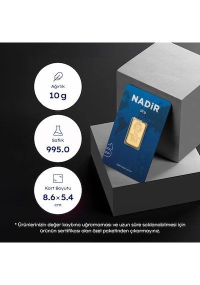 Nadir 10 Gram 24 Ayar 995 Milyem Külçe Altın 10 Gr Yatırımlık Altın