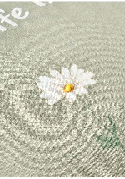 Daisy Scallop Kenar Boncuklu Dekoratif Yastık Kılıfı, 35x50 Cm, Yeşil Genel