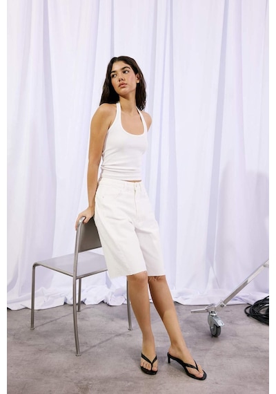 Defacto Fıtted Halter Yaka Fitilli Kaşkorse Atlet H8088ax26smwt32 Beyaz-wt32