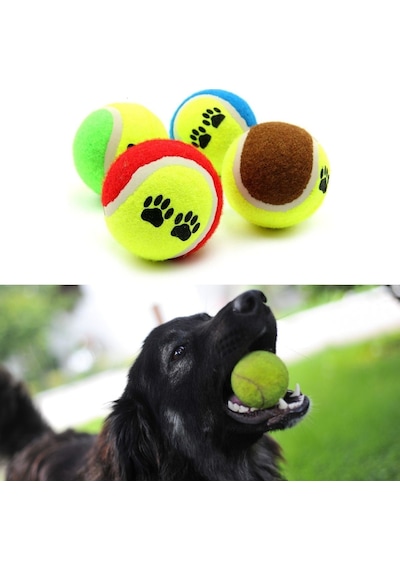 Buffer 3lü Renkli Desenli Tenis Topu Kedi Köpek Oyuncağı