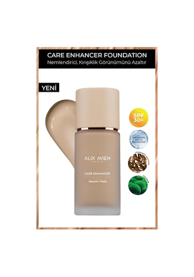 Alix Avien   Nemlendirici SPF30 Parlak Bitişli Fondöten Care Enhancer 811 Soft Amber