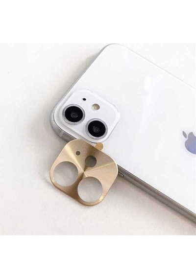 Apple Uyumlu iPhone 11 Zore Metal Kamera Koruyucu Gold