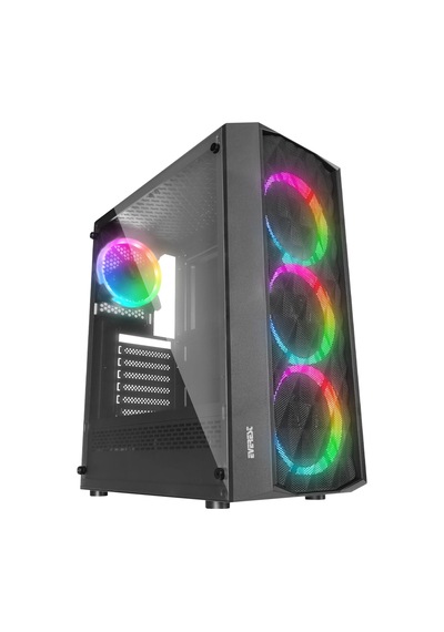 Everest Bumpy, Mesh, 600w, 4x12cm Rgb Fan, Temperli Cam Yan Panel, Atx, Gamıng Kasa