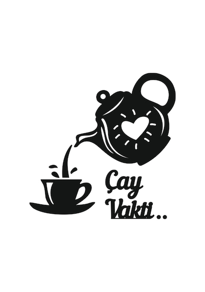 Mutfak Duvar Süsü Çay Vakti Yazılı Demlik