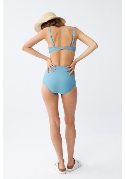 Akbeniz Kadın Basic Turkuaz Pedli Yüksek Bel Bikini Takımı