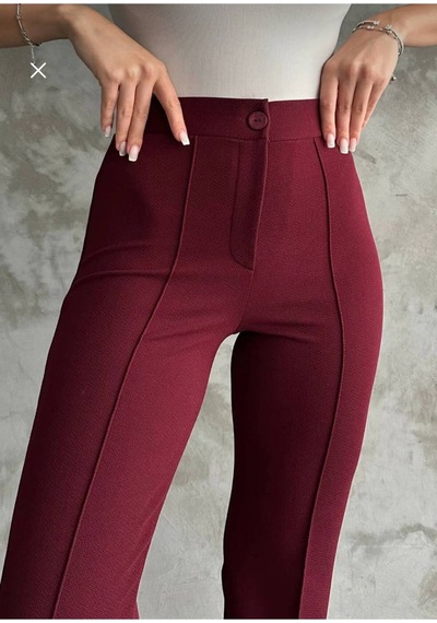 Asur Boutique Asur Butik Kadın Yüksek Bel Likralı Kaliteli Palazo Pantolon Bordo