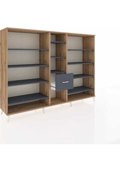 Hyperion Dolap 11 Raflı 3 Çekmeceli 220x44x163 Çam-antrasit Çam-antrasit Hyperion Dolap 11 Raflı 3 Çekmeceli 220x44x163 Çam-antrasit Çam-antrasit