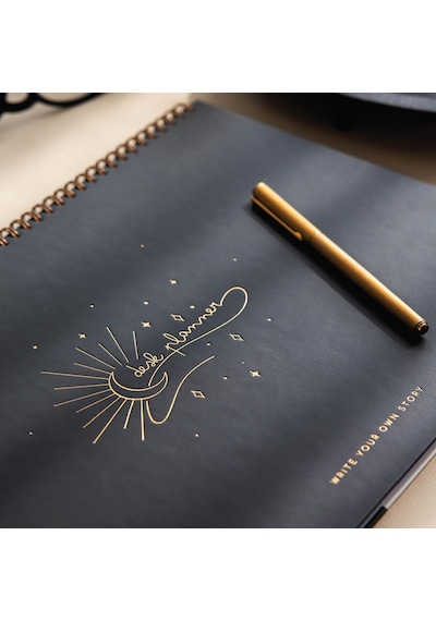 Süresiz Haftalık Spiralli Masaüstü Planlayıcı 24x34 Cm - Desk Planner Siyah Çok Renkli