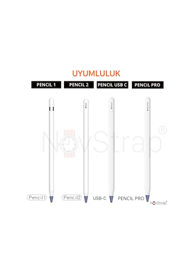 Novstrap  Pencil 1-2 Nesil Usb-c Pro İle Uyumlu Kalem Ucu Koruyucu Silikon Kılıf 12 Adet Paket
