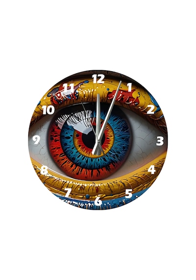 Ti-play Göz 30x30cm Akrilik Dekoratif Modern Duvar Saati ÇOk Renkli