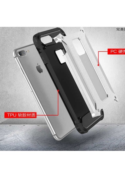 Noktaks - Apple Uyumlu iPhone 8 - Kılıf Çift Katman Zırh Tank Crash Military Kapak - Gri