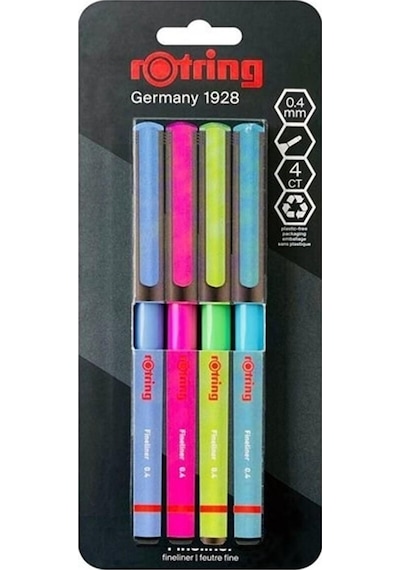 Rotring Liner Fineliner Keçe Uçlu 0.4 Kalem 4 Renk 2166331