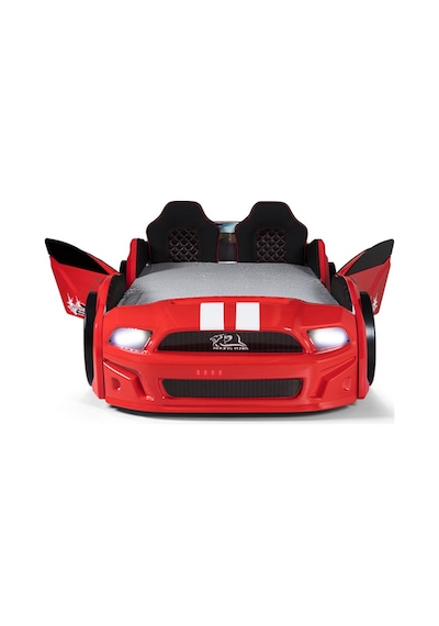 Kırmızı Arabalı Yatak Kapıları Açılan Mustang Full Ledli Kumandalı Ve Müzikli + Ortopedik Yatak Kırmızı Arabalı Yatak Kapıları Açılan Mustang Full Ledli Kumandalı Ve Müzikli + Ortopedik Yatak