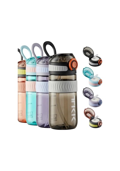 Tkk 550ml Silikon Pipetli Taşıma Kulplu Dayanıklı Malzeme Tritan Spor Matara Pembe Diğer
