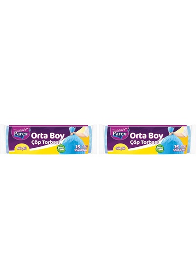 Orta Boy Çöp Torbası 55x60cm 15'li 2li Paket