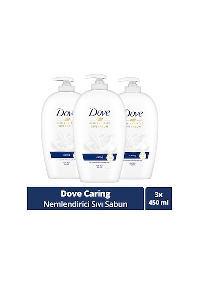 Dove Caring 1/4 Nemlendirici Krem Etkili Sıvı Sabun Nemlendirici 3 x 450 ML