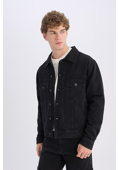 Defacto %100 Pamuk Regular Fit Jean Ceket E0962ax25spnm40 Siyah-nm40