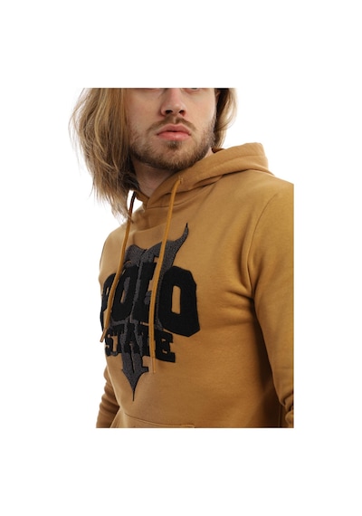 Polostate Erkek Polo State Süzine Nakışlı Kapüşonlu Sweat Kahverengi