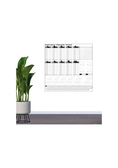 Ollevra Çarpım Tablosu Ezberleme Manyetik Duvar Stickerı 105 X 100 Cm Beyaz