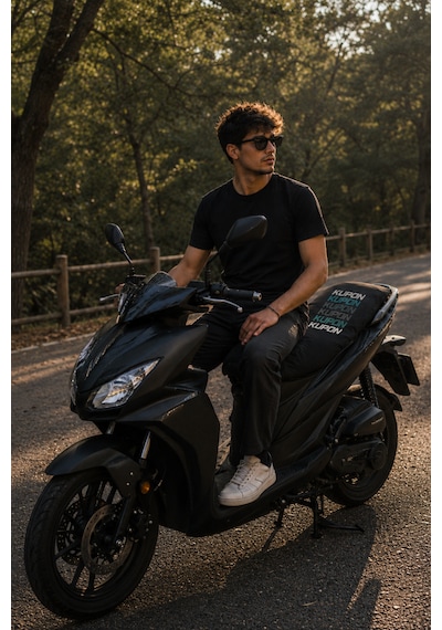 Siyah Kupon Desenli Motosiklet Sele Kılıfı