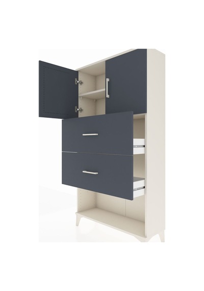 Arges Dolap 2 Raflı 2 Çekmeceli 2 Kapaklı 88x30x163 Çam-çam Atlas Çam