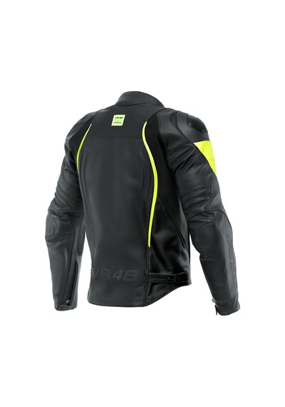 Dainese Vr46 Curb Deri Ceket Siyah Fluo Sarı