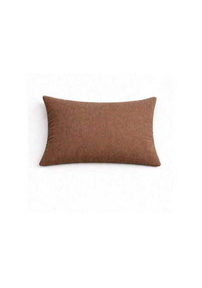 Kadife Dokulu Kahverengi Kırlent Yastık Kılıfı 2 Adet 45 X 45 Cm Açık Kahverengi