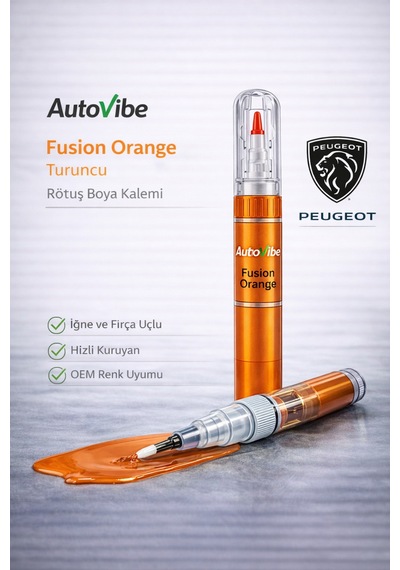 Peugeot Rötuş Boya Kalemi Fusion Orange Turuncu 2si1arada Çizik Giderici