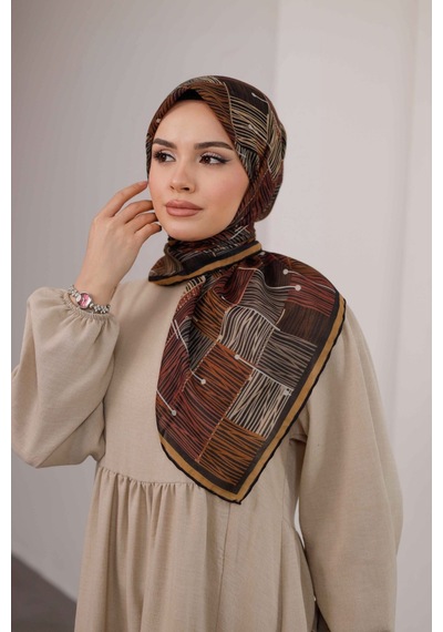 Mimiyum Nota Desen Soft Eşarp Safran