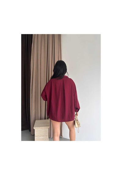 Unika Boutique Salaş Stil Gömlek Bordo
