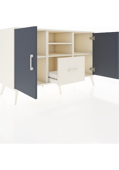 Hyperion Konsol 4 Raflı Tek Çekmeceli 2 Kapaklı 132x44x83 Aytaşı-antrasit/aytaşı Antrasit/aytaşı