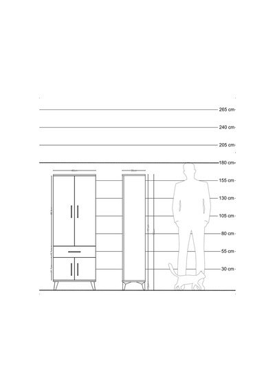 Arges Dolap 3 Raflı Tek Çekmeceli 4 Kapaklı 60x30x163 Çam-aytaşı Çam