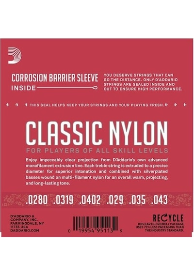 D'addario Ej27N Klasik Tel Set Naylon Normal Tension Silver