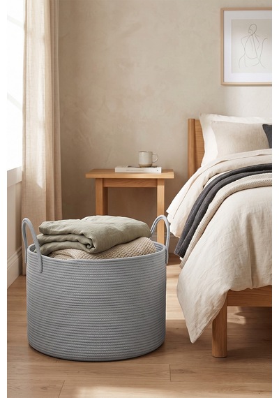 Villadia Home Textile Hasır Sepet Çok Amaçlı Çamaşır Oyuncak Battaniye Kıyafet Depolama Sepeti Dekoratif Organizer 3210sepet