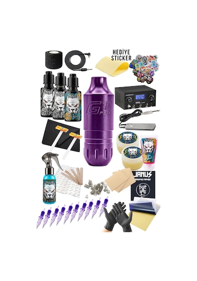 Ava Gt-pen Luxury Pruple Dövme Makinesi Seti Yeni Başlayanlar İçin Profesyonel Tattoo Seti