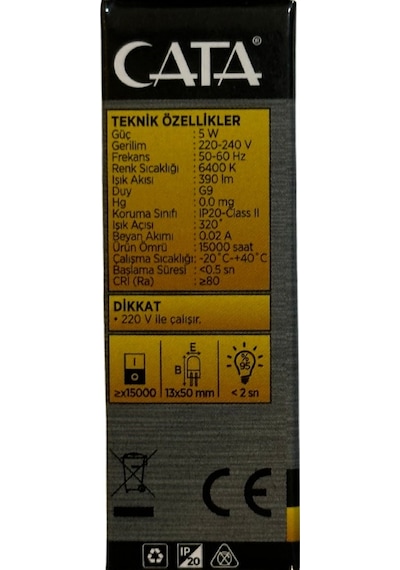 Cata Ct-4221 5w 6400k Beyaz G9 Duylu Kapsül Led Ampul