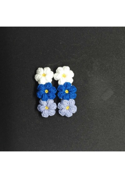 Üç Çiçek Şık Tasarım Amigurumi 2 Li Toka Seti Mavi Tek Ebat Çok Renkli
