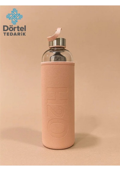 H2o Deri Kılıflı Cam Matara 500 Ml Pembe