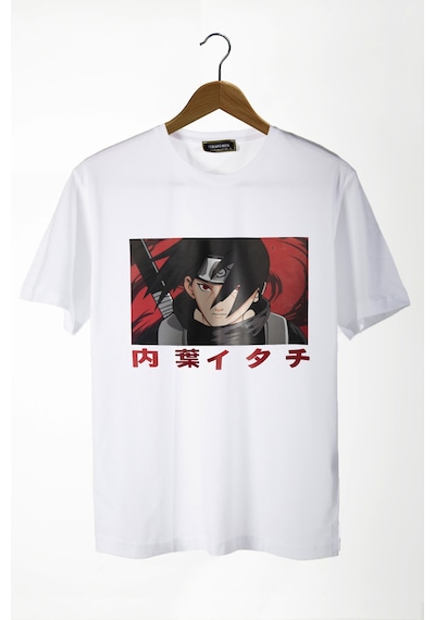 Unisex Beyaz Önü Anime Baskılı Oversize Pamuklu T-shirt Beyaz4