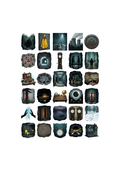 30 Adet Dark Temalı Sticker Seti - Laptop Defter Telefon İçin Çok Renkli