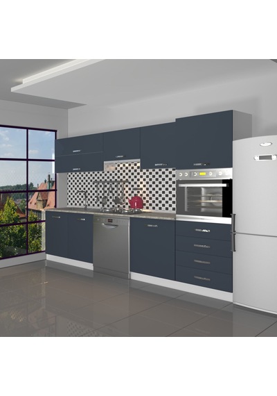 Decoraktiv Elite 280yq Ankastre Boy Dolaplı Mdf Hazır Mutfak Dolabı - Tezgah Dahil - Antrasit